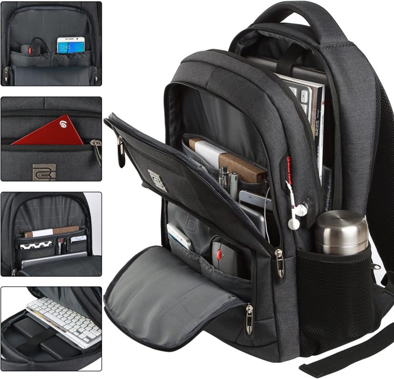 Laptop Backpack,Business Travel Anti Theft Slim Durable Laptops Backpack with USB Charging Port,Water Resistant College Computer Bag for Women & Men Fits 15.6 Inch Laptop and Notebook – Black