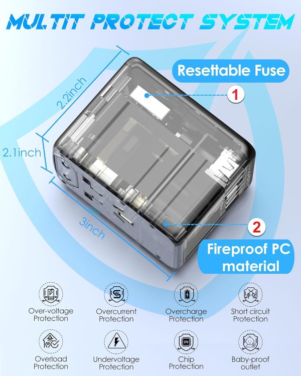 Universal Travel Adapter, 6.0A 30W International Power Adapter, 5 USB C/A Ports + AC Outlets for All USB Devices, Type I C G A Plugs 110V 220V A/C, European Travel Plug Adapter for 200+ Countries - Image 6
